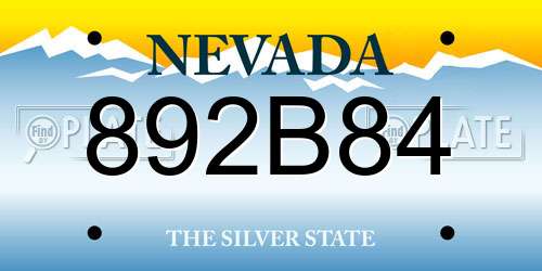 892B84 Nevada License Plate