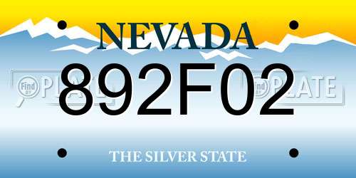 892F02 Nevada License Plate