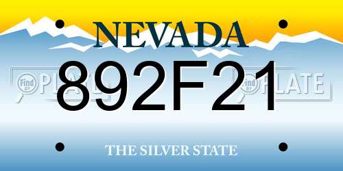 892F21 Nevada License Plate