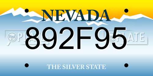 892F95 Nevada License Plate