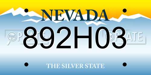 892H03 Nevada License Plate