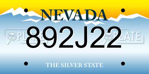 892J22 Nevada License Plate