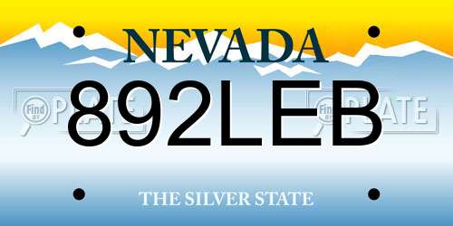 892LEB Nevada License Plate