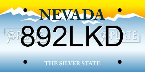 892LKD Nevada License Plate