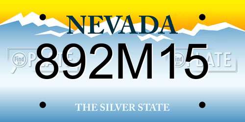 892M15 Nevada License Plate