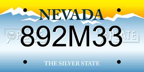 892M33 Nevada License Plate