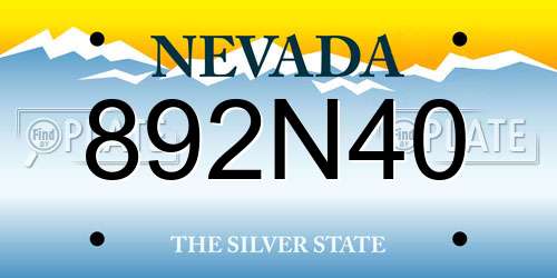 892N40 Nevada License Plate