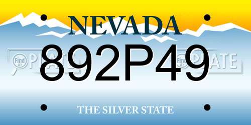 892P49 Nevada License Plate