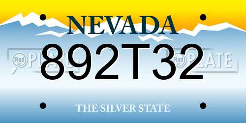 892T32 Nevada License Plate