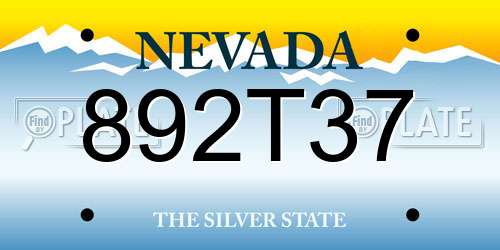 892T37 Nevada License Plate
