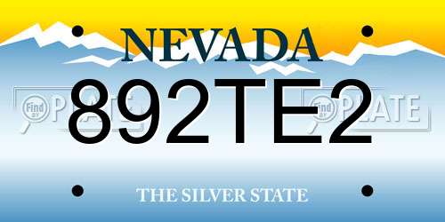 892TE2 Nevada License Plate