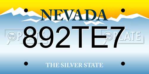 892TE7 Nevada License Plate