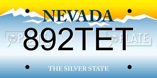 892TET Nevada License Plate