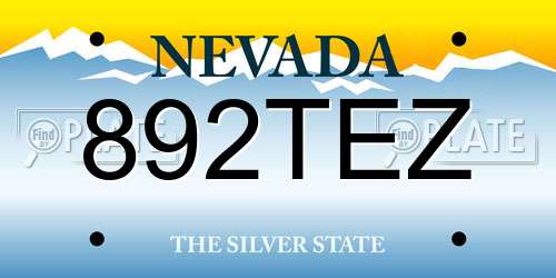 892TEZ Nevada License Plate