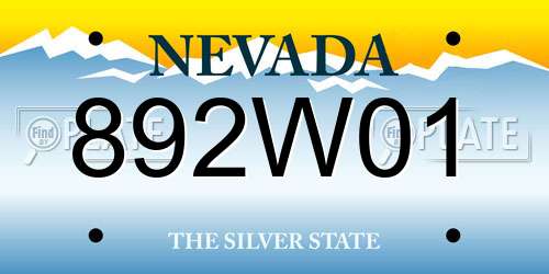 892W01 Nevada License Plate