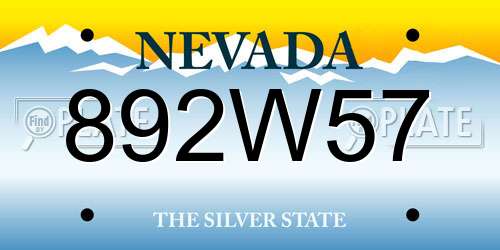 892W57 Nevada License Plate