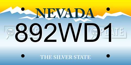 892WD1 Nevada License Plate