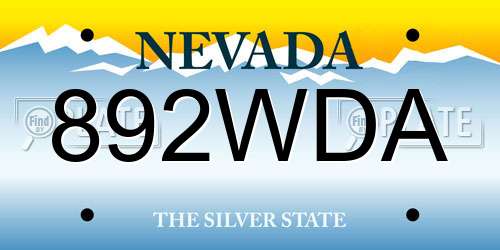 892WDA Nevada License Plate