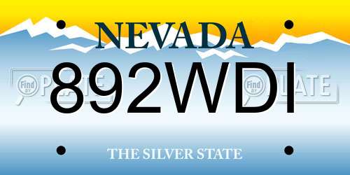 892WDI Nevada License Plate