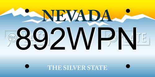 892WPN Nevada License Plate