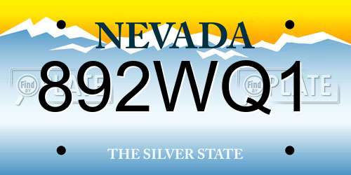 892WQ1 Nevada License Plate