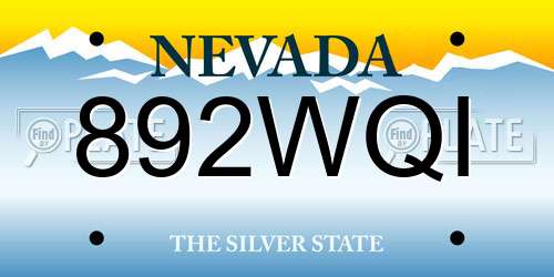 892WQI Nevada License Plate