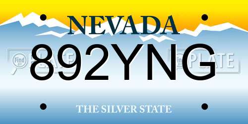 892YNG Nevada License Plate