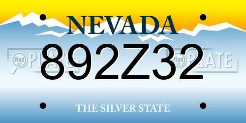 892Z32 Nevada License Plate