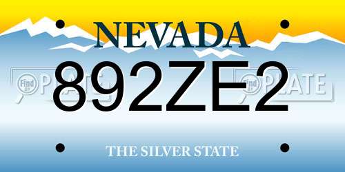 892ZE2 Nevada License Plate