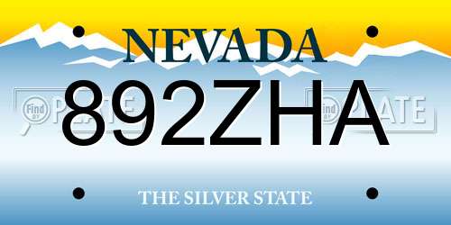 892ZHA Nevada License Plate