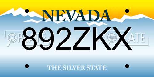 892ZKX Nevada License Plate