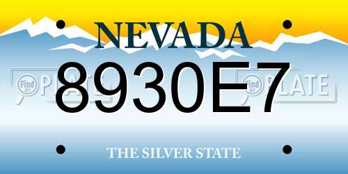 8930E7 Nevada License Plate