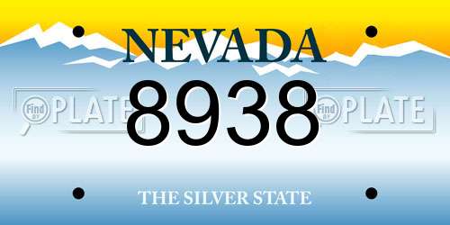 8938 Nevada License Plate