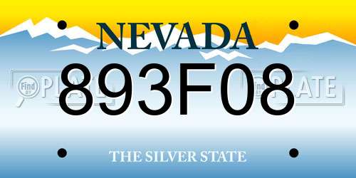 893F08 Nevada License Plate