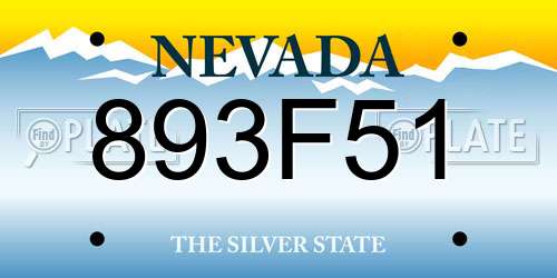 893F51 Nevada License Plate
