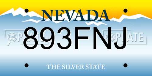 893FNJ Nevada License Plate