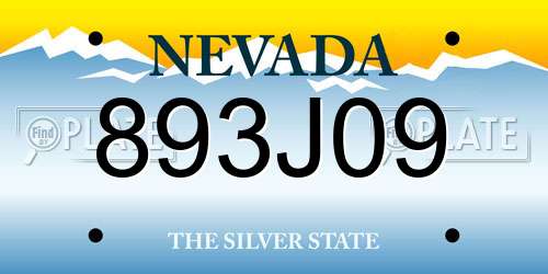 893J09 Nevada License Plate