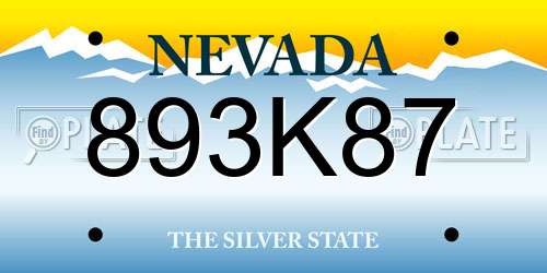 893K87 Nevada License Plate