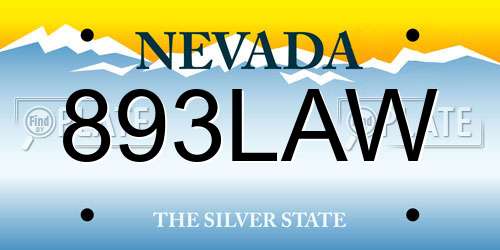 893LAW Nevada License Plate