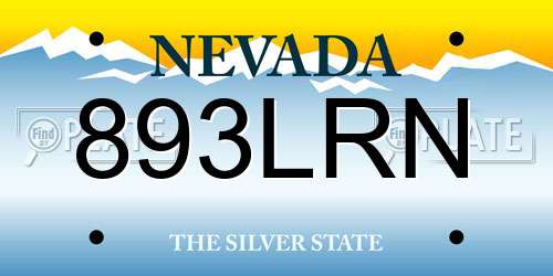 893LRN Nevada License Plate