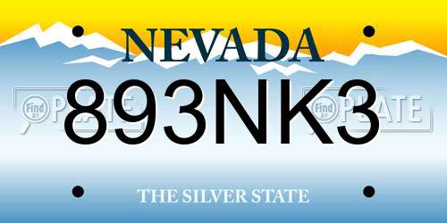893NK3 Nevada License Plate