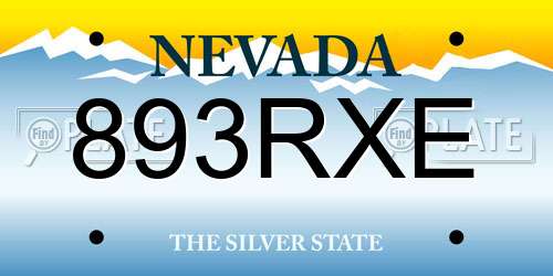 893RXE Nevada License Plate