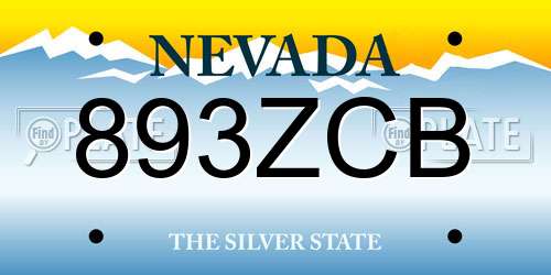 893ZCB Nevada License Plate