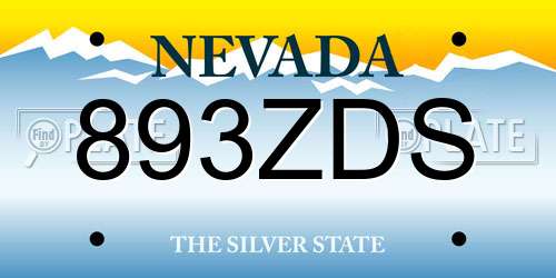 893ZDS Nevada License Plate