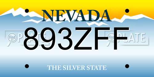 893ZFF Nevada License Plate