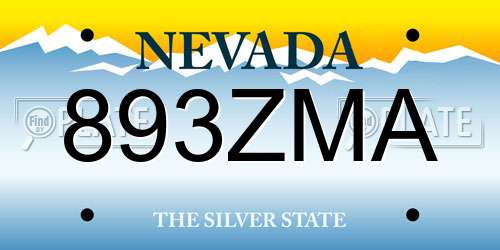 893ZMA Nevada License Plate