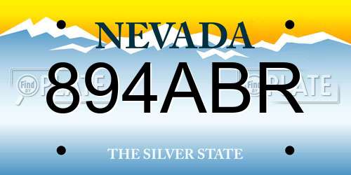 894ABR Nevada License Plate
