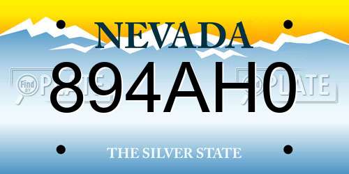 894AH0 Nevada License Plate