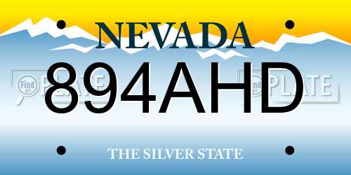 894AHD Nevada License Plate
