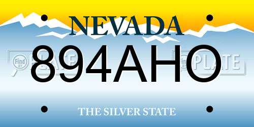 894AHO Nevada License Plate